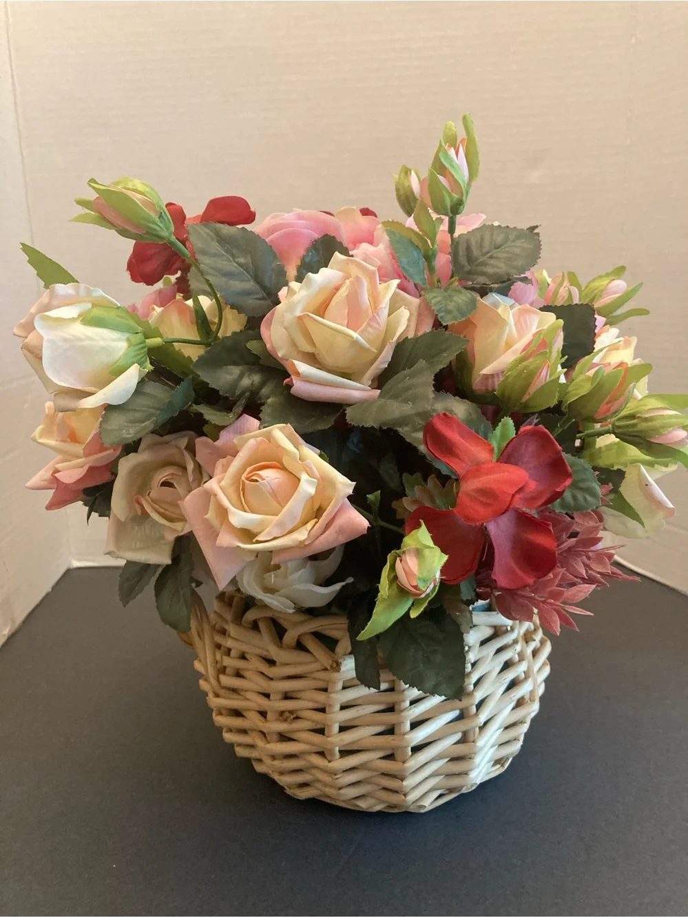 Silk Floral Arrangement in Wicker Basket